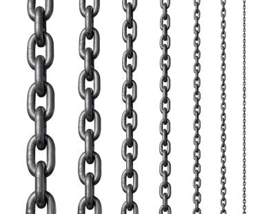 A set of metal chains isolated on a white background