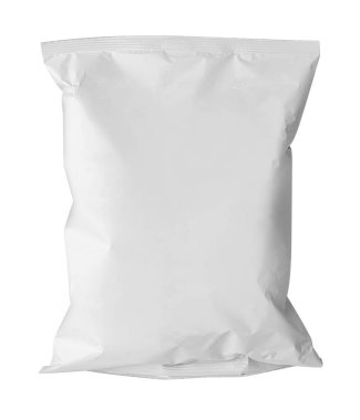 Beyaz arkaplan üzerindeki kraft boş paketi kırpma yolu ile izole