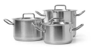 profesyonel metal tencere pişirici beyaz arkaplanda kırpma yolu ile izole edilmiş kaynama için