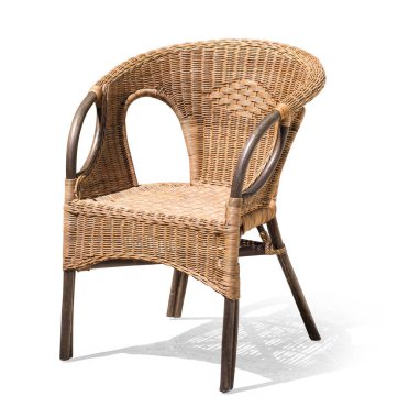 Rattan hasır sandalye kırpma yolu ile beyaz arkaplanda izole