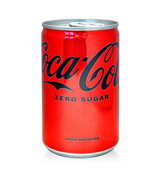 拉纳卡 明尼苏达州 2023年11月26日 白色背景下的零可口可乐铝罐 可口可乐是世界上最受欢迎的苏打水产品之一 免版税图库图片