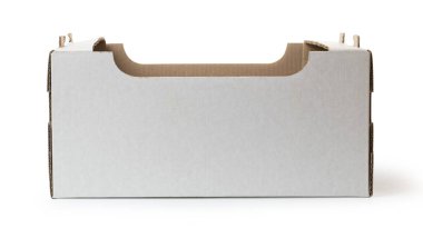 Sebze, meyve ve diğer şeyler için karton kutu kırpma yolu ile beyaz arka planda izole