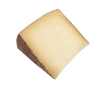 Beyaz arka planda izole edilmiş lezzetli peynir bloğu. kırpma yolu ile