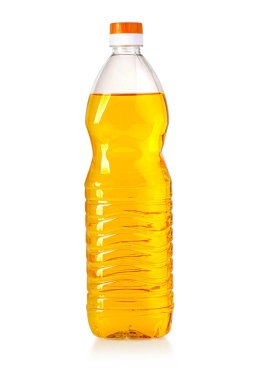 Yağ plastik şişesi kırpma yolu ile beyaz arkaplanda izole