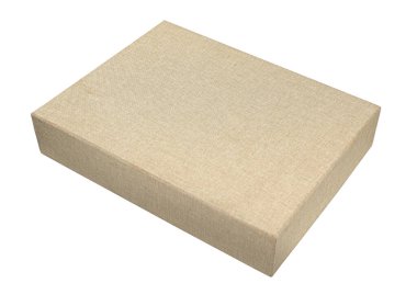 Beyaz arkaplan kırpma yolunda izole edilmiş kumaşla kaplı dekoratif kutu