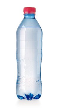 Kırpma yolu ile beyaz zemin üzerinde izole plastik küçük su şişesi