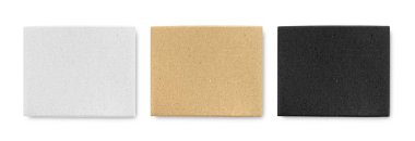 Kapaklı Küçük Kahverengi Kağıtlar ya da Karton Kutular beyaz arka planda izole edilmiş bir şekilde tasarlandı. Üst görünüm.