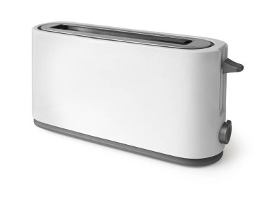 Her tür ekmek için beyaz ekmek kızartma makinesi. Beyaz bir arka planda izole edilmiş. kırpma yolu ile