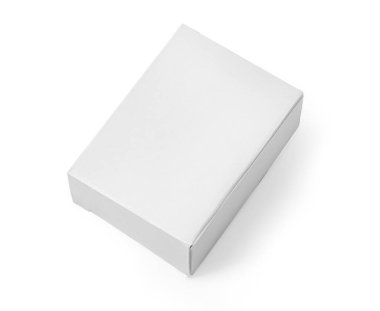 boş ambalaj beyaz karton kutu beyaz bir arkaplan üzerinde yalıtılmış kenarlı bir yörünge, ürün tasarımı için hazır