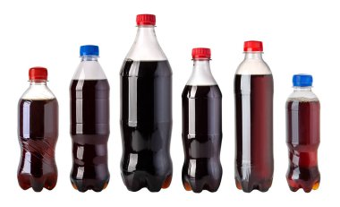 Kola şişeleri. Beyaz arkaplanda izole 