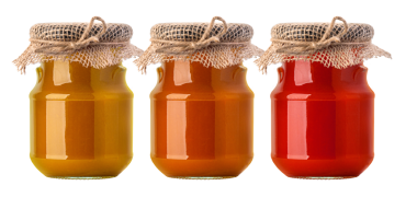 Üç kavanoz reçel ve bal.