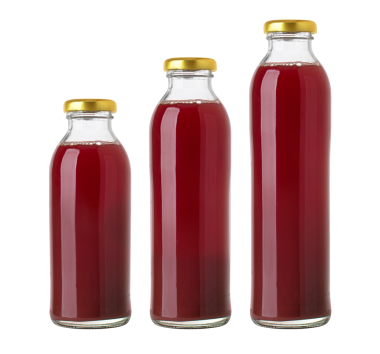 Üç şişe meyve suyu.