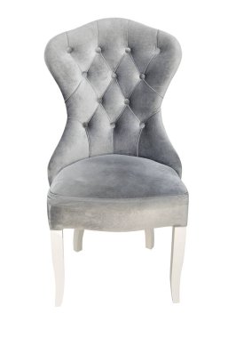 Kumaş ve gri döşemeli bir koltuk. - Evet. Beyaz bir arkaplanda izole edilmiş.