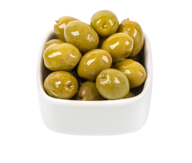 Yeşil zeytin, beyaz kâsede.