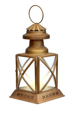 Yanan ışığı olan bir fener