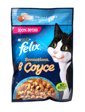 Purina Felix Sensation, ıslak kedi maması kesesi. izole