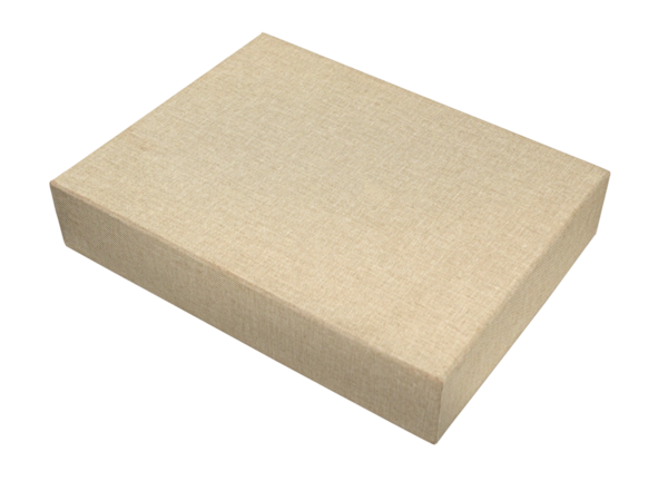 Kumaşla kaplı dekoratif kutu.