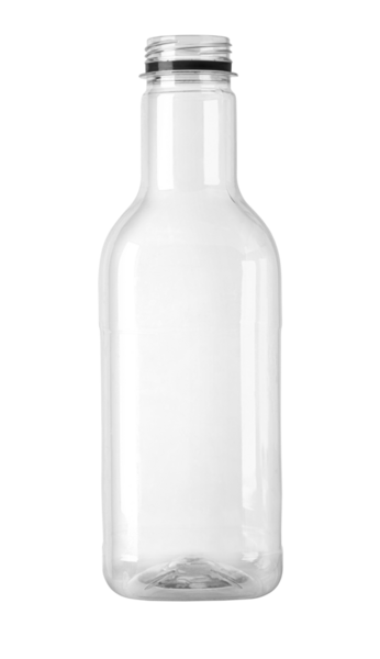 Kapağı olmayan boş plastik şişe