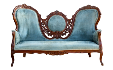 mavi renkli kanepe beyaz üzerine izole edilmiş.