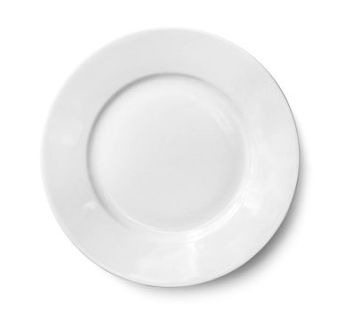 white plate isolated on white background, top view clipart