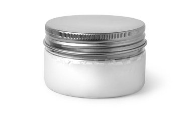 Kozmetik krem kavanozu kırpma yolu ile beyaz arkaplanda izole