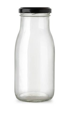 Boş cam kavanozu kapat, yiyecek ve konserve yiyecekleri beyaza koy.