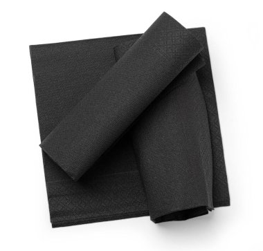 Beyaz arkaplanda siyah temiz kağıt mendiller, üst görünüm