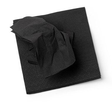 beyaz arkaplanda siyah kağıt mendil kullanıldı, üst görünüm