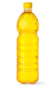 Yağ plastik şişesi kırpma yolu ile beyaz arkaplanda izole