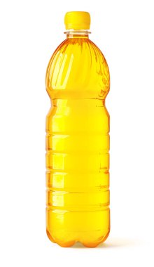 Yağ plastik şişesi kırpma yolu ile beyaz arkaplanda izole