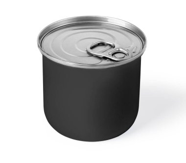  Beyaz arkaplandaki metal siyah teneke kutu kırpma yolunu da içerir