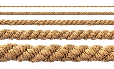 Beyaz arka planda yatay olarak uzanan artan beş ip, ölçek ve dokunun görsel bir temsilini oluşturur.