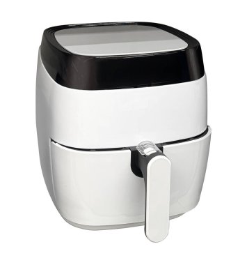 Yeni hava kızartma makinesi yemek için bekliyor. Sağlıklı ve kullanışlı mutfak aletleri.