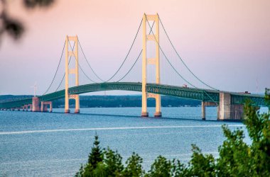 Mac Bridge view from St.Ignace state park at sunrise