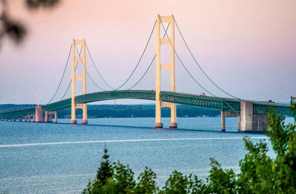 Mac Bridge view from St.Ignace state park at sunrise