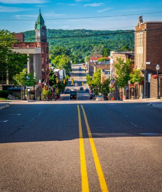 Business district Marquette Michigan on hill side main street