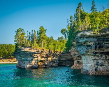 Scenic Pictured Rock Lakeshore from lake Superior Northern Michigan