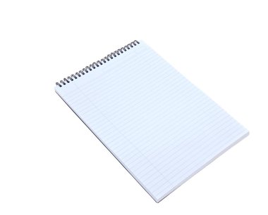 Boş çizgili defter, sarmal bağlayıcı boş sayfalar kullanıma hazır..