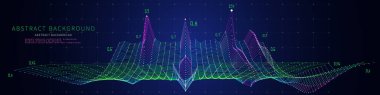 Çizgi ızgarası ve karanlık verisi olan soyut bir arkaplan. Teknoloji fütüristik çokgonallik kavramı. Grafik verilerinin sunum analizi. Büyük veri. İş, bilim ve teknoloji veri analizi için pankart. 