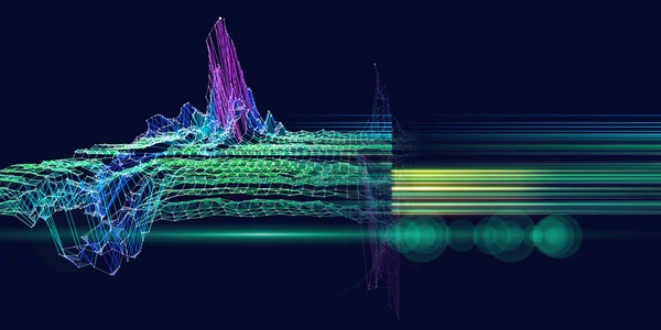 추상적 배경에는 소음을 휘황찬란 과빛나는 데이터 공간에서의 폴리곤 Polygonaly 개념이다 — 스톡 사진