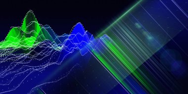 Abstract background contain wireframe graph chaotic noise lines on black. Big Data. Technology polygonal concept in web virtual. Banner for business, science and technology data analytics representation.   