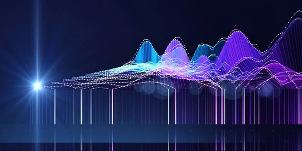 Abstract background contain color graph chaotic noise and spot. Big Data. Technology polygonal concept in dark virtual space. Banner for business, science and technology data analytics representation.