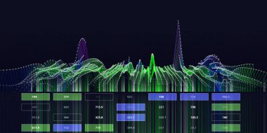 Abstract  background contain wire graph from dotted guides with data. Technology  wireframe  concept data in virtual space. Banner for business, science and technology data analytics. Big Data.