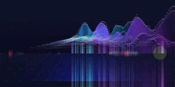 Abstract background contain color graph chaotic noise and blurred lines. Big Data. Technology polygonal concept in dark virtual space. Banner for business, science and technology data analytics representation.