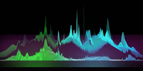 Abstrakcyjny Wykres Tła Hałaśliwy Sinusoidzie Ciemku Wykres Technologiczny Rozmytymi Liniami — Zdjęcie stockowe