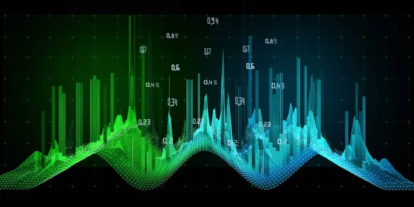 要旨暗色の線のある正弦波データで曲線を描く雑音の多いグラフ ビッグデータ 仮想空間におけるテクノロジーグラフの概念 ビジネス 科学技術のバナー — ストック写真