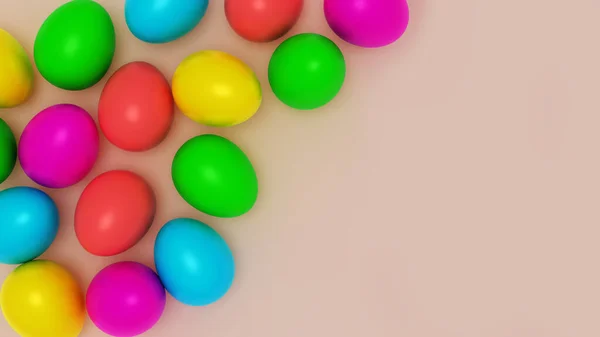 Ilustración Huevos Pascua Coloridos Color Uniforme Con Copyspace Renderizar Fondo — Foto de Stock