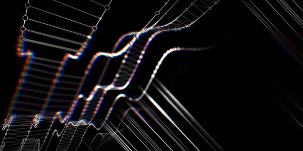 Абстрактні Фонові Хвилясті Лінії Білими Колами Дефокусуються Чорному Технологічна Концепція — стокове фото