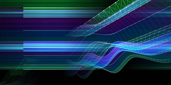Абстрактный Фон Изогнутой Сеткой Размытыми Линиями Тёмном Фоне График Технологий — стоковое фото