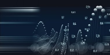 Noktalı ve verili çizgilerden soyut arkaplan kablosuz beyaz ızgara. Teknoloji konsept veri şebekesi. İş, bilim ve teknoloji veri analizleri için afiş. Büyük Veri.